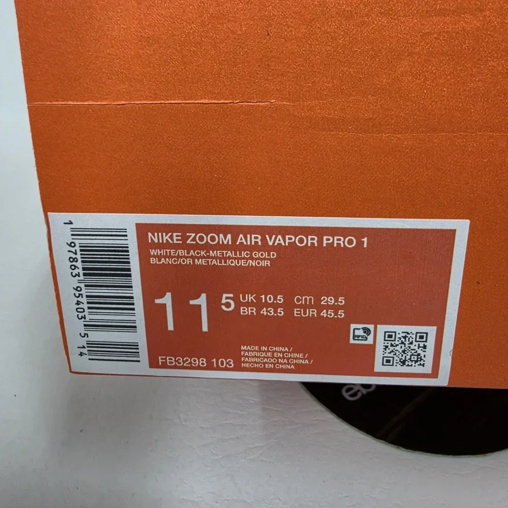 Nike Vapor Pro 1 White Gold Football Cleats FB3298-103 Men's Size 11.5